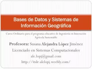 bases de datos y sistemas de informaci n geogr fica