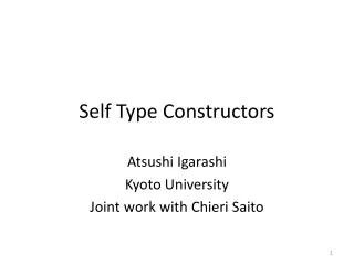 Self Type Constructors