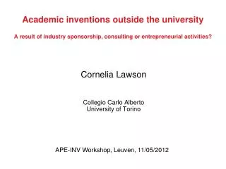 Cornelia Lawson Collegio Carlo Alberto University of Torino