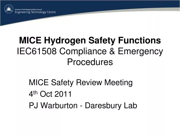 mice hydrogen safety functions iec61508 compliance emergency procedures