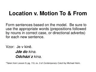 location v motion to from