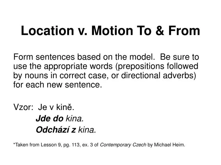 location v motion to from