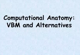 Computational Anatomy: VBM and Alternatives