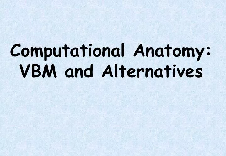 computational anatomy vbm and alternatives