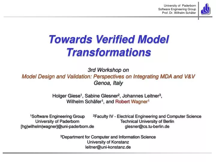 towards verified model transformations