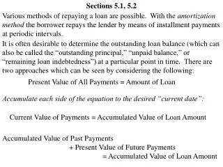 Present Value of All Payments = Amount of Loan