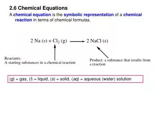 2.6 Chemical Equations