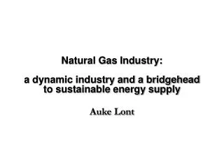 Natural Gas Industry: a dynamic industry and a bridgehead to sustainable energy supply