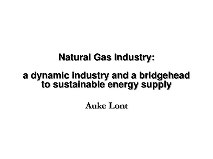 natural gas industry a dynamic industry and a bridgehead to sustainable energy supply