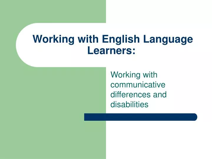 working with english language learners
