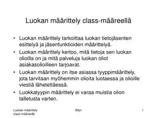 luokan m rittely class m reell