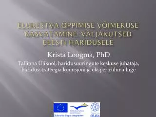 elukestva ppimise v imekuse kasvatamine v ljakutsed eeesti haridusele