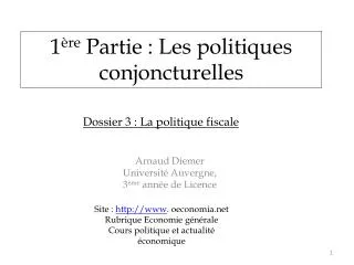1 re partie les politiques conjoncturelles