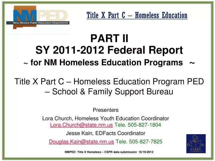 part ii sy 2011 2012 federal report for nm homeless education programs