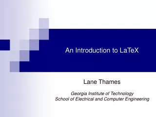 An Introduction to LaTeX