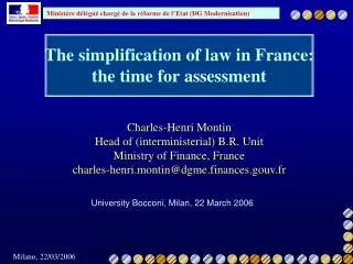 The simplification of law in France: the time for assessment