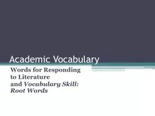 Academic Vocabulary