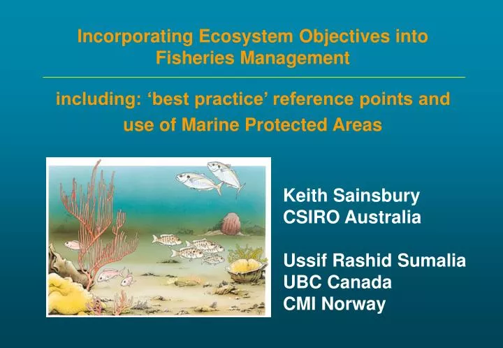 incorporating ecosystem objectives into fisheries management