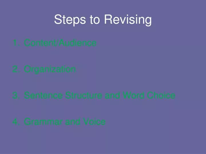 steps to revising
