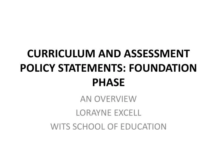 curriculum and assessment policy statements foundation phase
