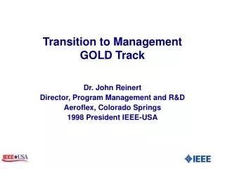 Transition to Management GOLD Track
