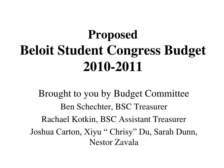 proposed beloit student congress budget 2010 2011