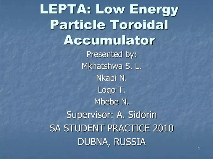 lepta low energy particle toroidal accumulator