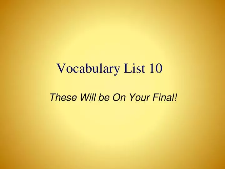vocabulary list 10