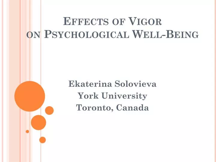 effects of vigor on psychological well being