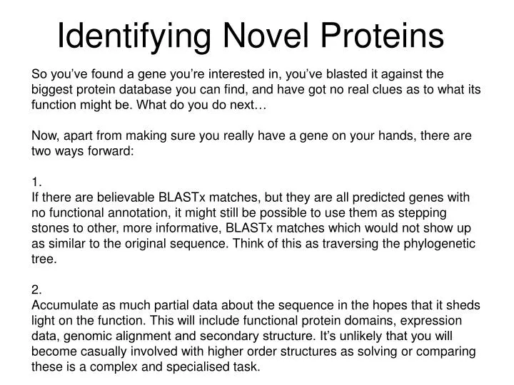 identifying novel proteins