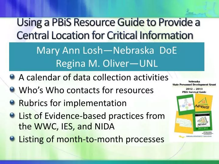 using a pbis resource guide to provide a central location for critical information