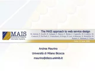 The MAIS approach to web service design