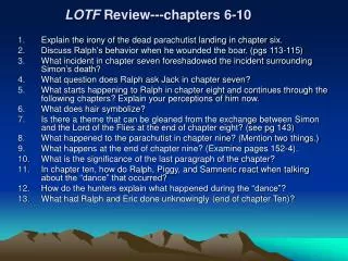 LOTF Review---chapters 6-10