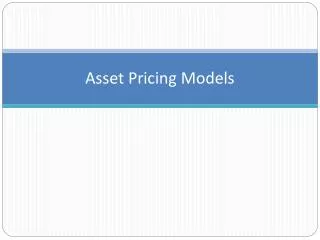 asset pricing models