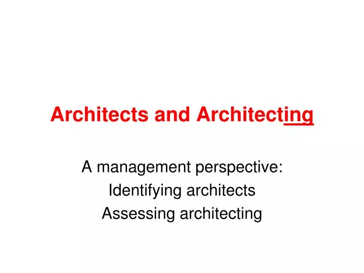 architects and architect ing