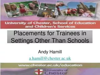 Placements for Trainees in Settings Other Than Schools
