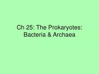 Ch 25: The Prokaryotes: Bacteria &amp; Archaea