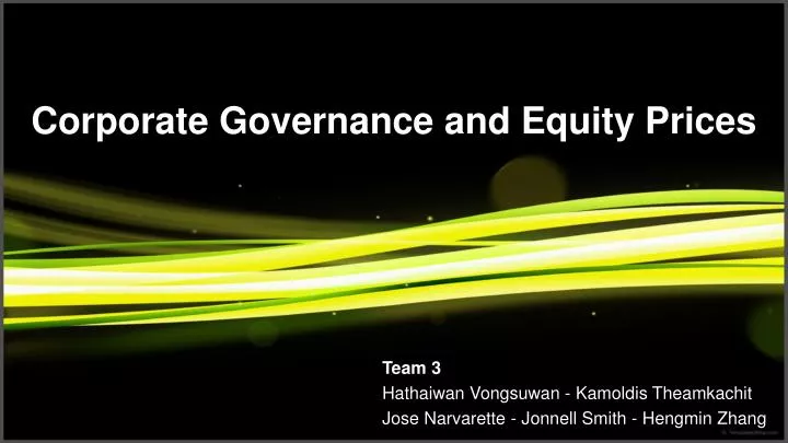corporate governance and equity prices