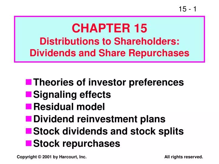 chapter 15 distributions to shareholders dividends and share repurchases