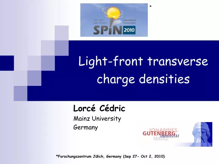 light front transverse charge densities