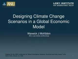 Designing Climate Change Scenarios in a Global Economic Model