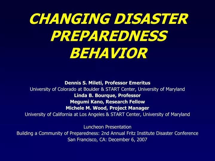 changing disaster preparedness behavior