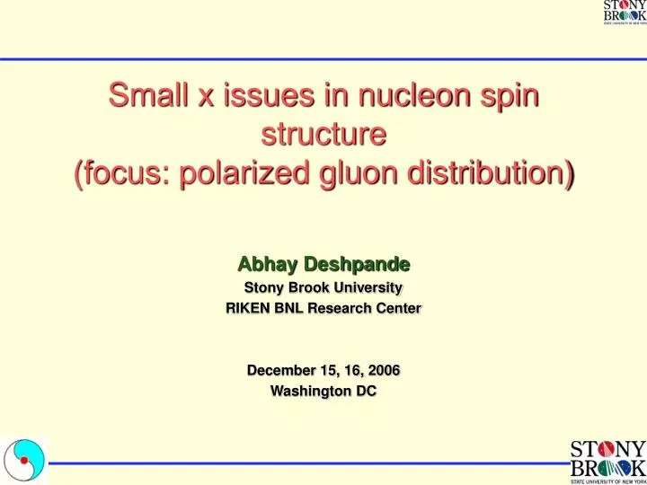 small x issues in nucleon spin structure focus polarized gluon distribution