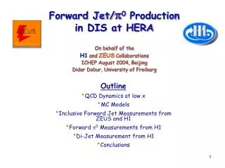 Forward Jet/ p 0 Production in DIS at HERA On behalf of the H1 and ZEUS Collaborations