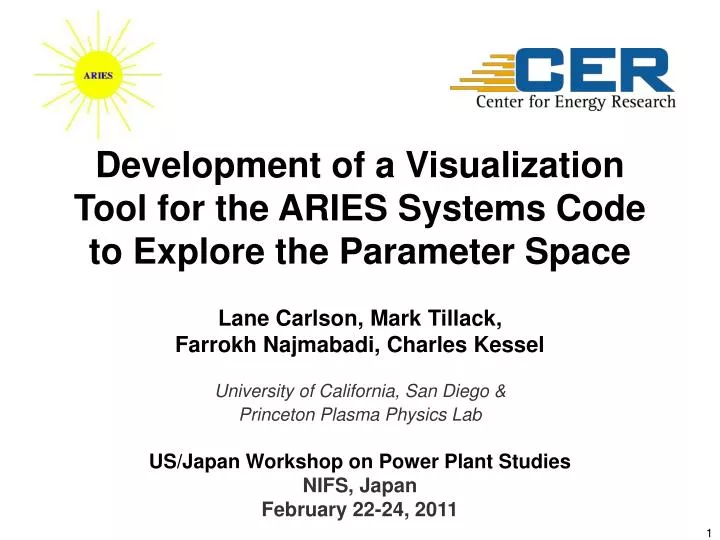 development of a visualization tool for the aries systems code to explore the parameter space