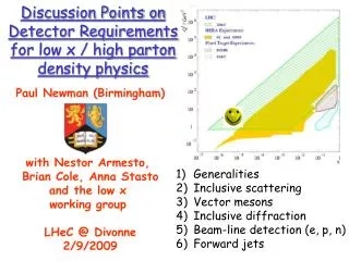 Discussion Points on Detector Requirements for low x / high parton density physics