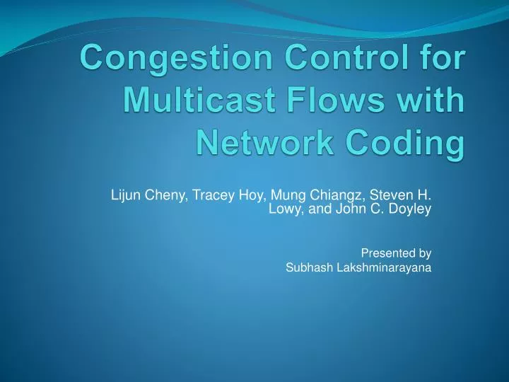 congestion control for multicast flows with network coding