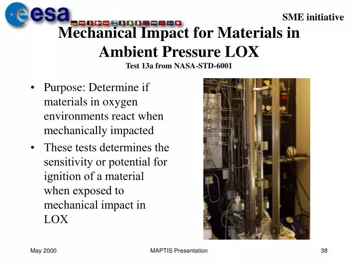 mechanical impact for materials in ambient pressure lox test 13a from nasa std 6001
