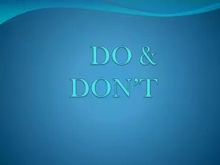 do don t