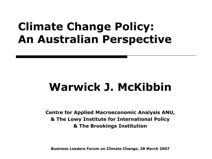 climate change policy an australian perspective